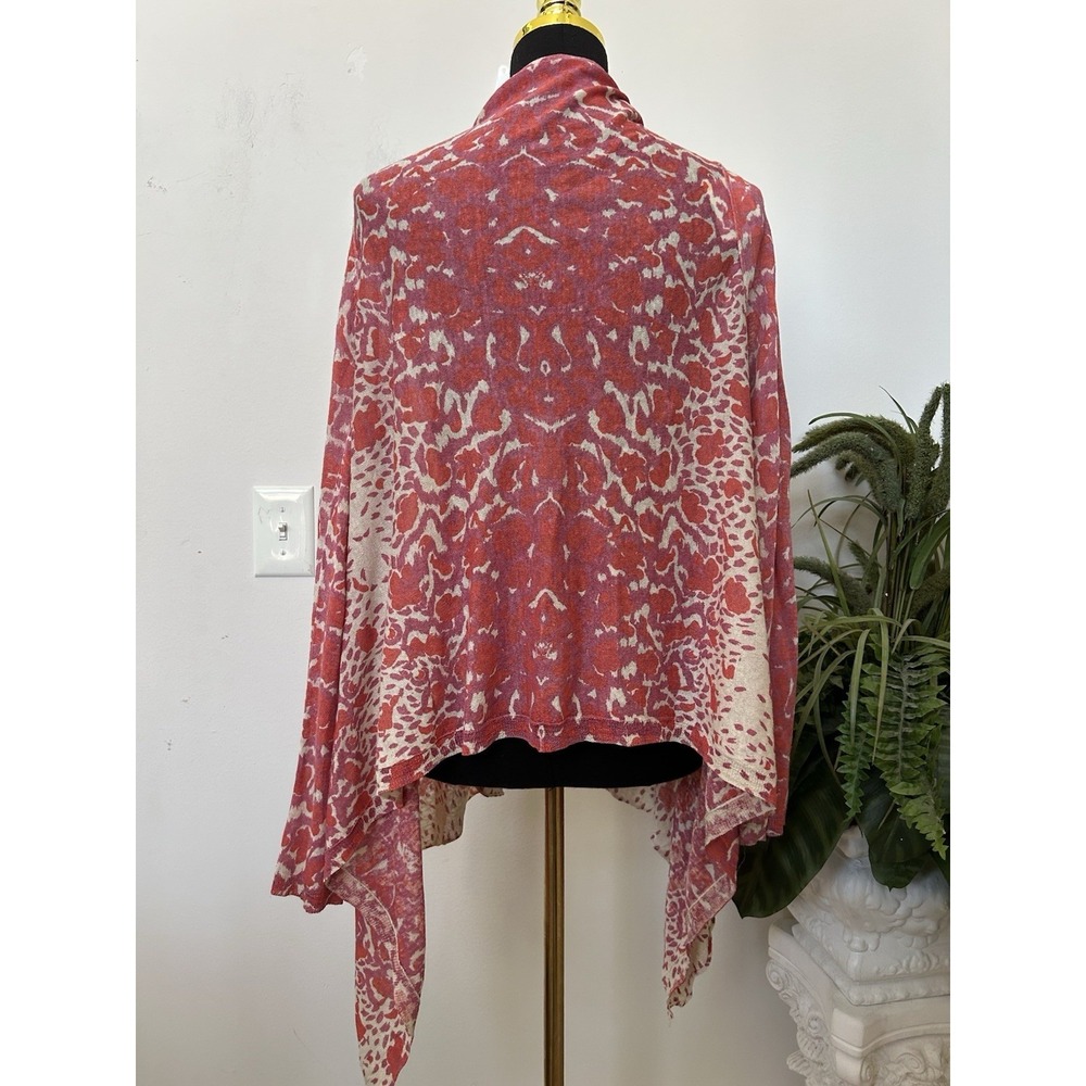 Zadig & Voltaire Drape Cardigan Red Animal Print Linen Blend Open Front Sz U (S) - Picture 4 of 7
